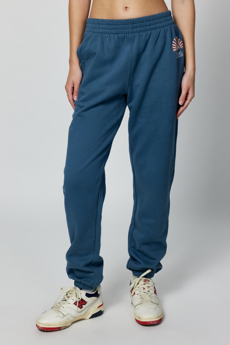 Deep Blue Spiritual Gangster Sun Shine Boyfriend Pocket Women's Sweatpants | 12984-AYJC