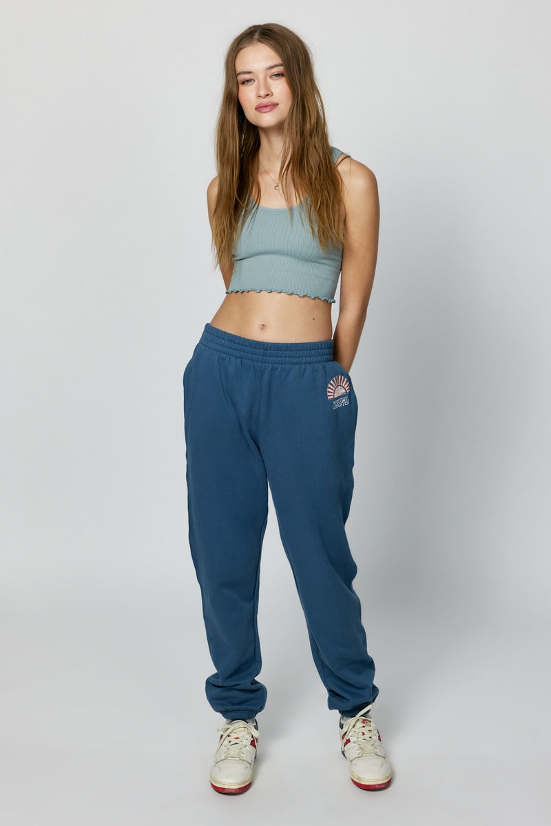 Deep Blue Spiritual Gangster Sun Shine Boyfriend Pocket Women's Sweatpants | 12984-AYJC