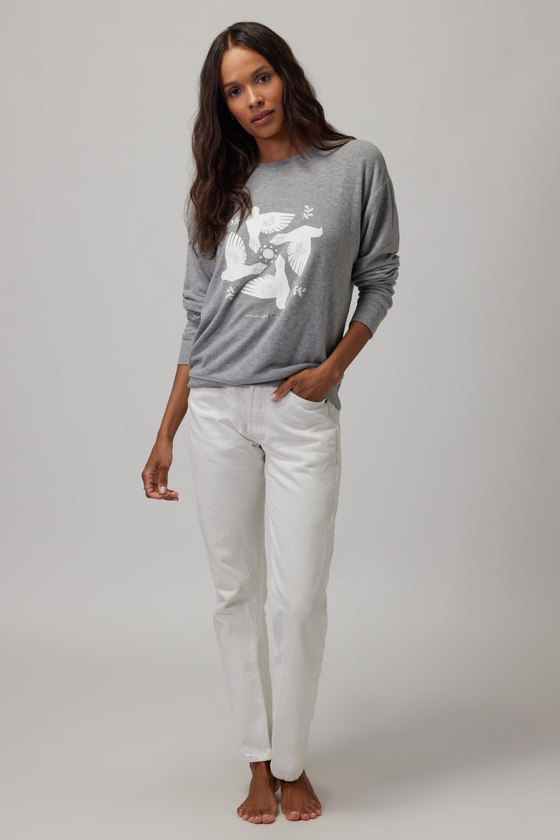 Grey Spiritual Gangster Dove Relaxed Savasana Women's Sweatshirts | 62548-IHCG