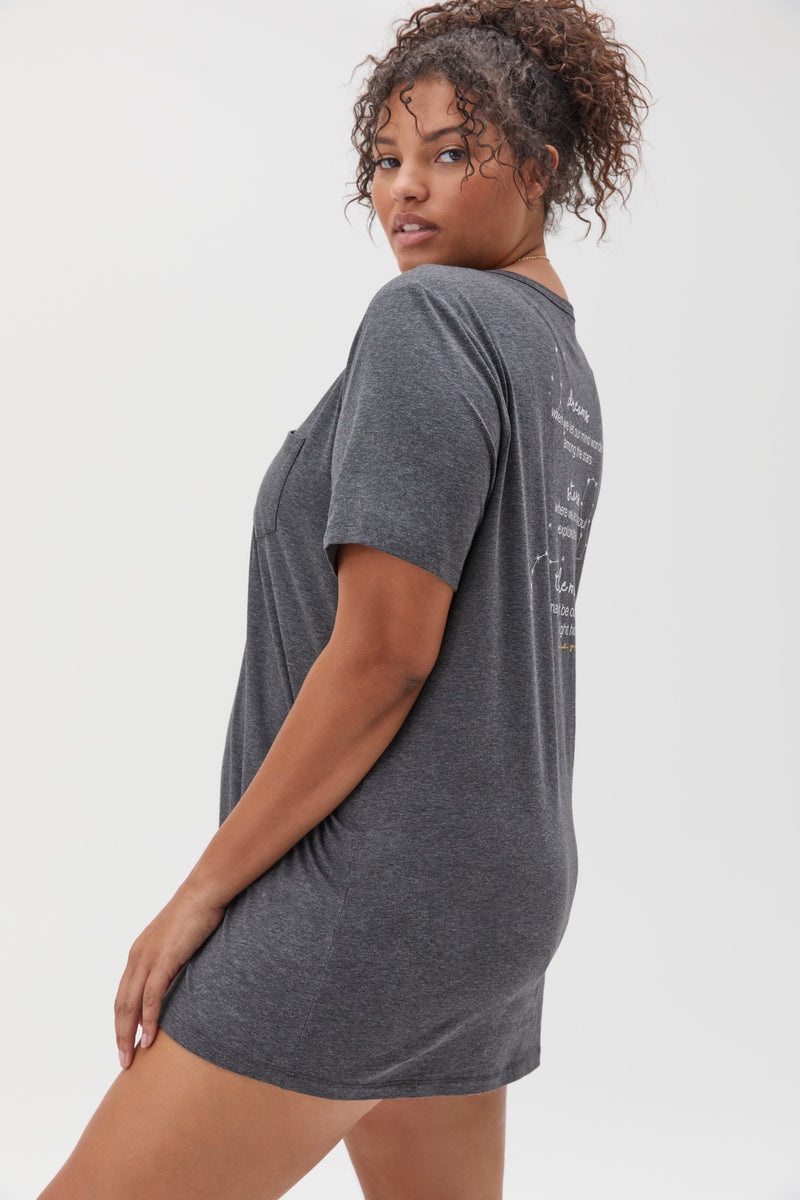 Grey Spiritual Gangster Dream Oversized Sleep Tee Women's Tops | 12673-FBZN