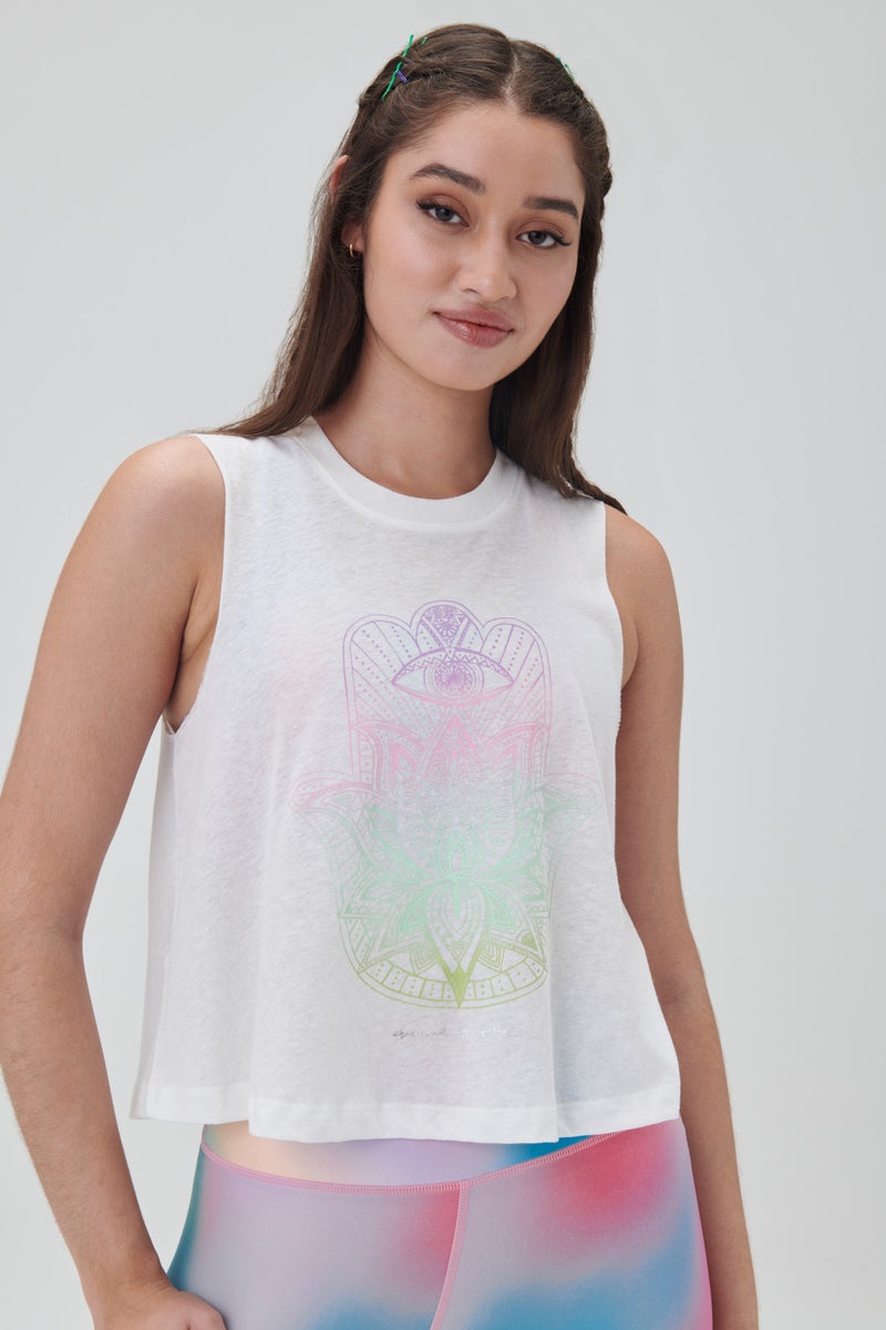 Grey Spiritual Gangster Hamsa Crop Women\'s Tanks | 75213-ZGNC