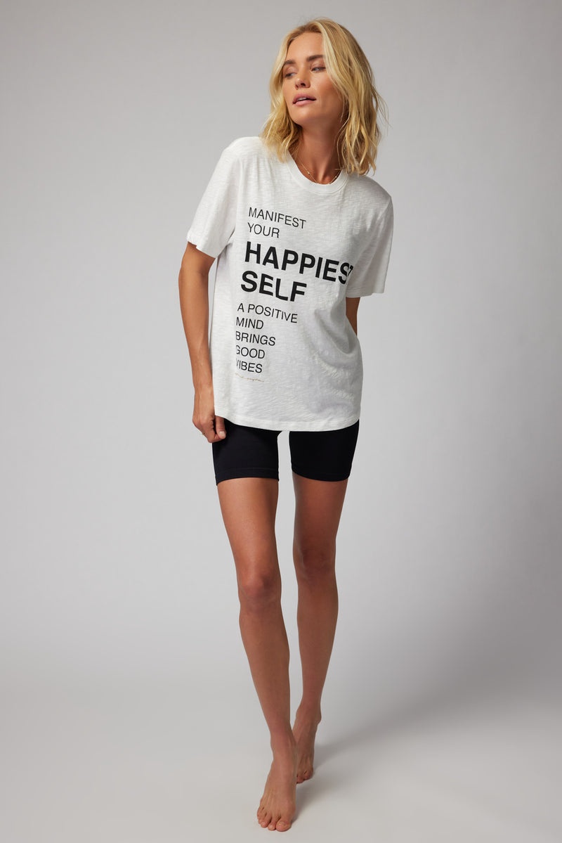 Grey Spiritual Gangster Happiest Self Sleeve Tee Women's Tanks | 42703-BQFH