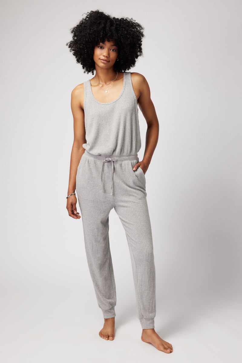 Grey Spiritual Gangster Harmony Rib Women\'s Jumpsuit | 87065-WKEA