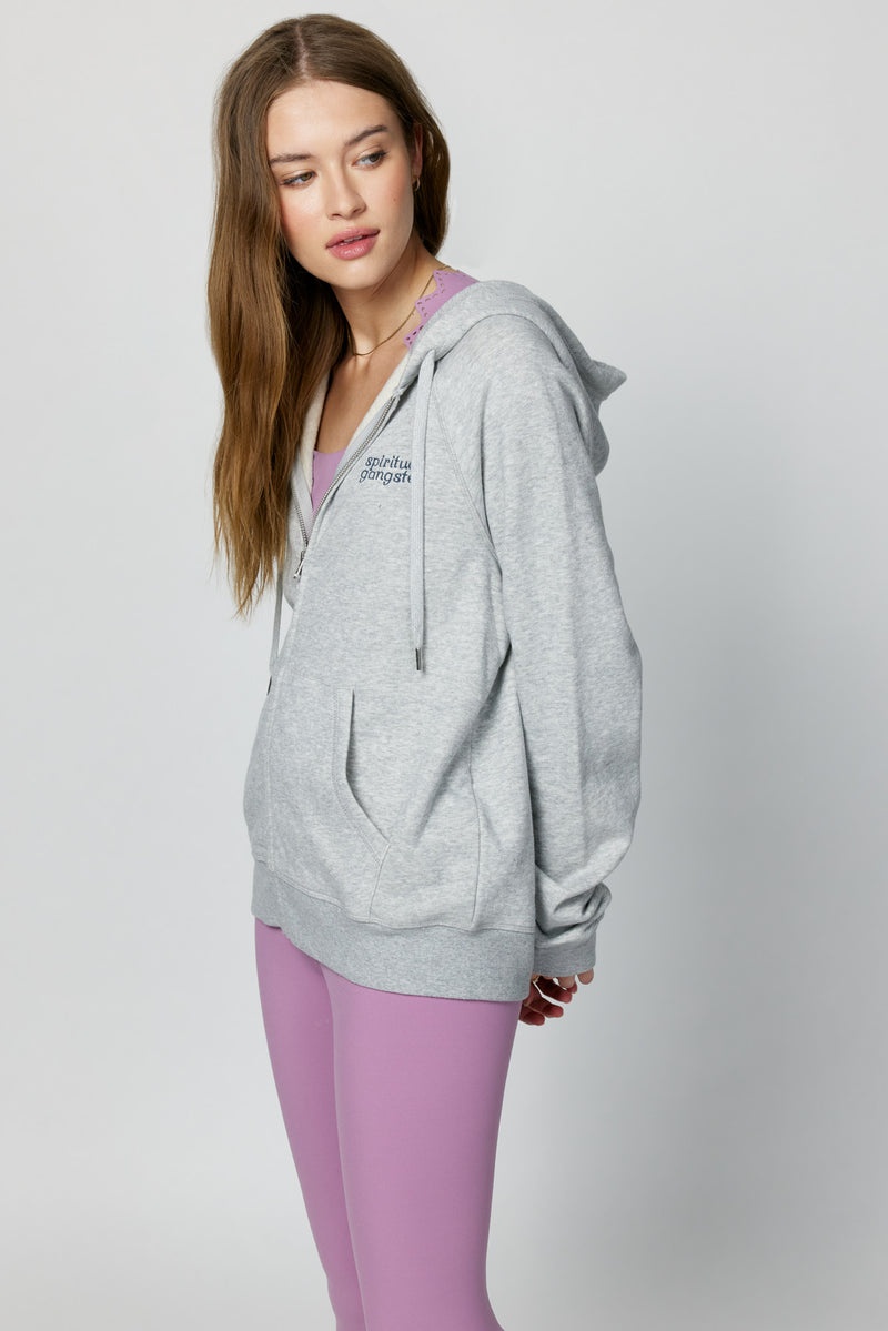 Grey Spiritual Gangster Just Be Raglan Zip Up Women's Hoodie | 18694-RYMJ