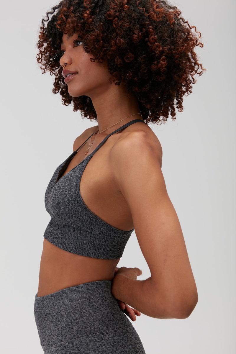 Grey Spiritual Gangster Selene Seamless Triangle Women's Tops | 42351-VQXW