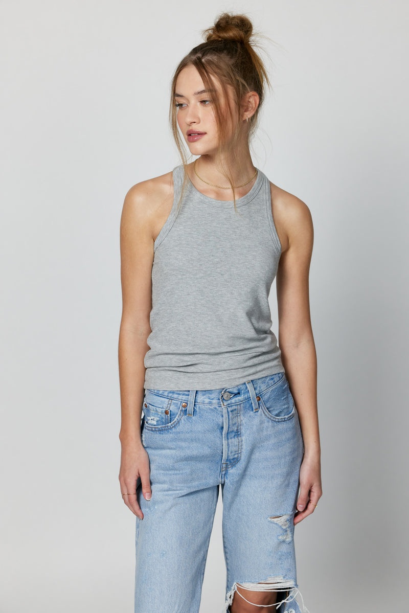 Grey Spiritual Gangster Slim Rib Women's Tanks | 42859-NVRI