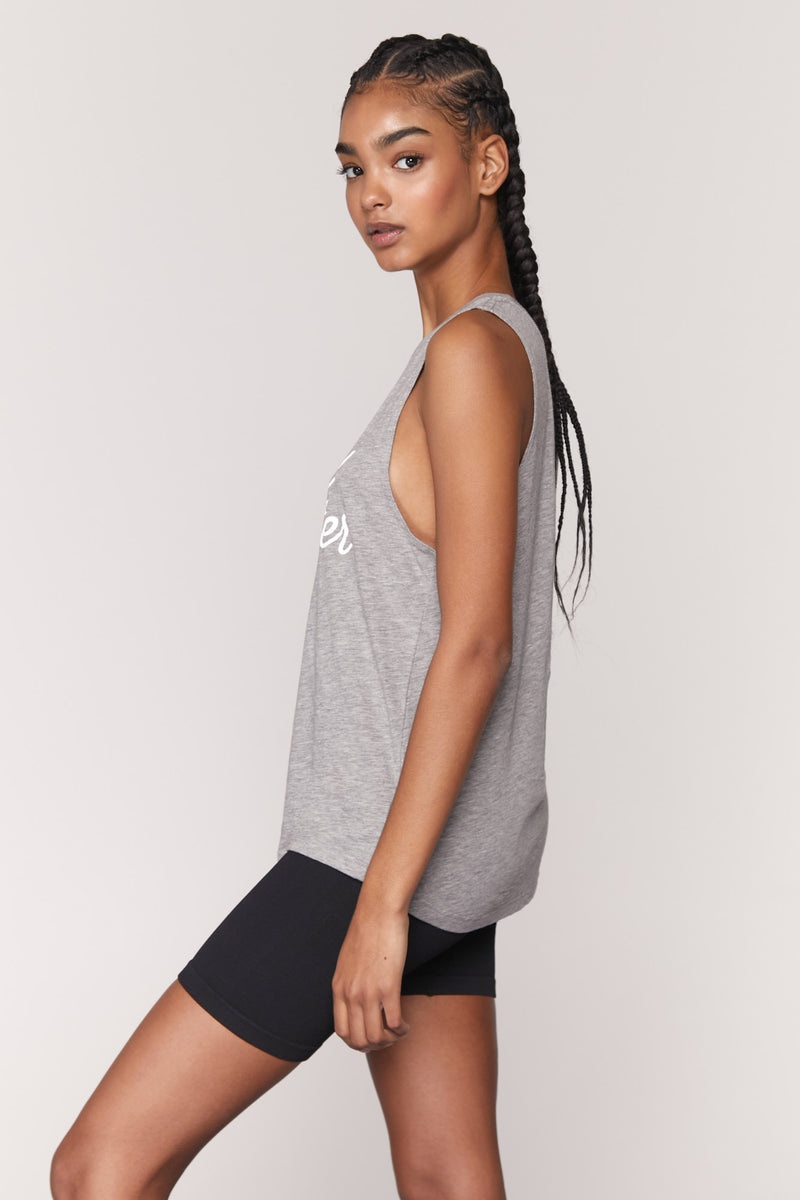 Grey Spiritual Gangster Script Muscle Women's Tanks | 05931-XLJW