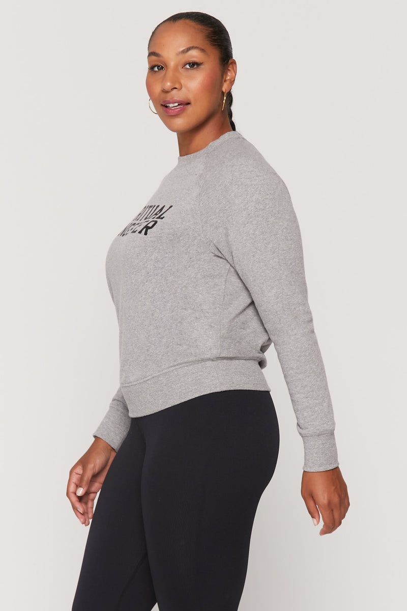 Grey Spiritual Gangster Varsity Old School Women's Sweatshirts | 58732-ZKBM