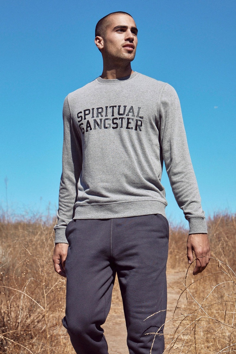 Grey Spiritual Gangster Old School Men's Sweatshirts | 30768-HFRC