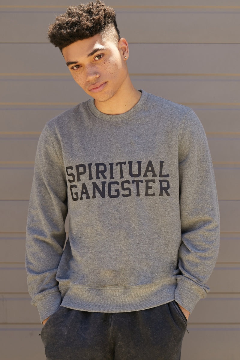 Grey Spiritual Gangster Old School Men\'s Sweatshirts | 30768-HFRC