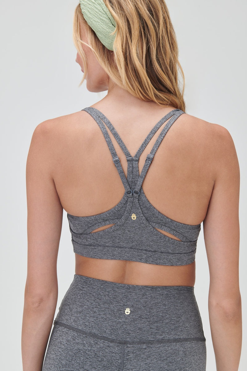 Grey Spiritual Gangster Vibra Tech Heather Racer Back Women's Tops | 71493-SRZM