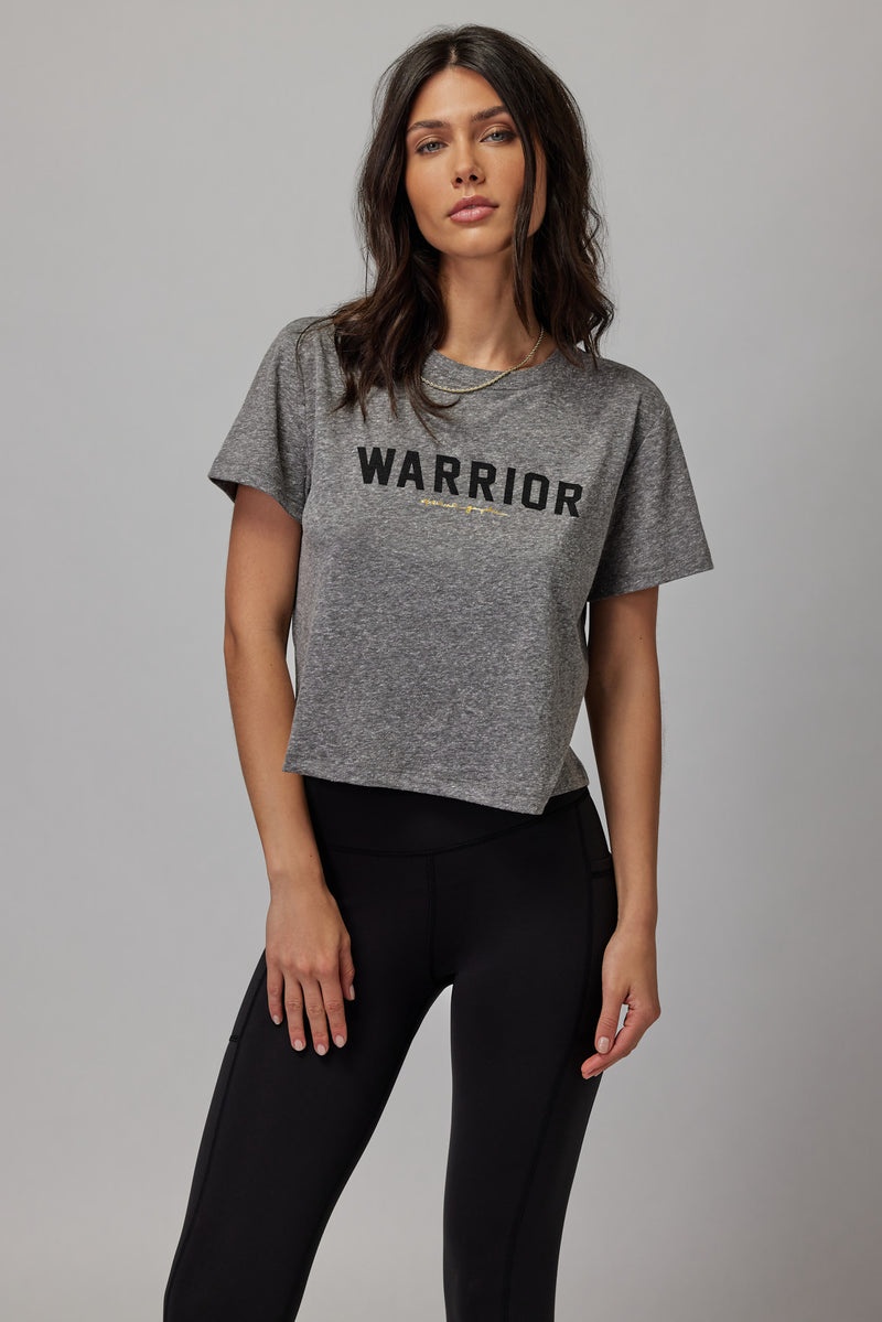 Grey Spiritual Gangster Warrior Crop Tee Women\'s Tanks | 58317-ENFQ