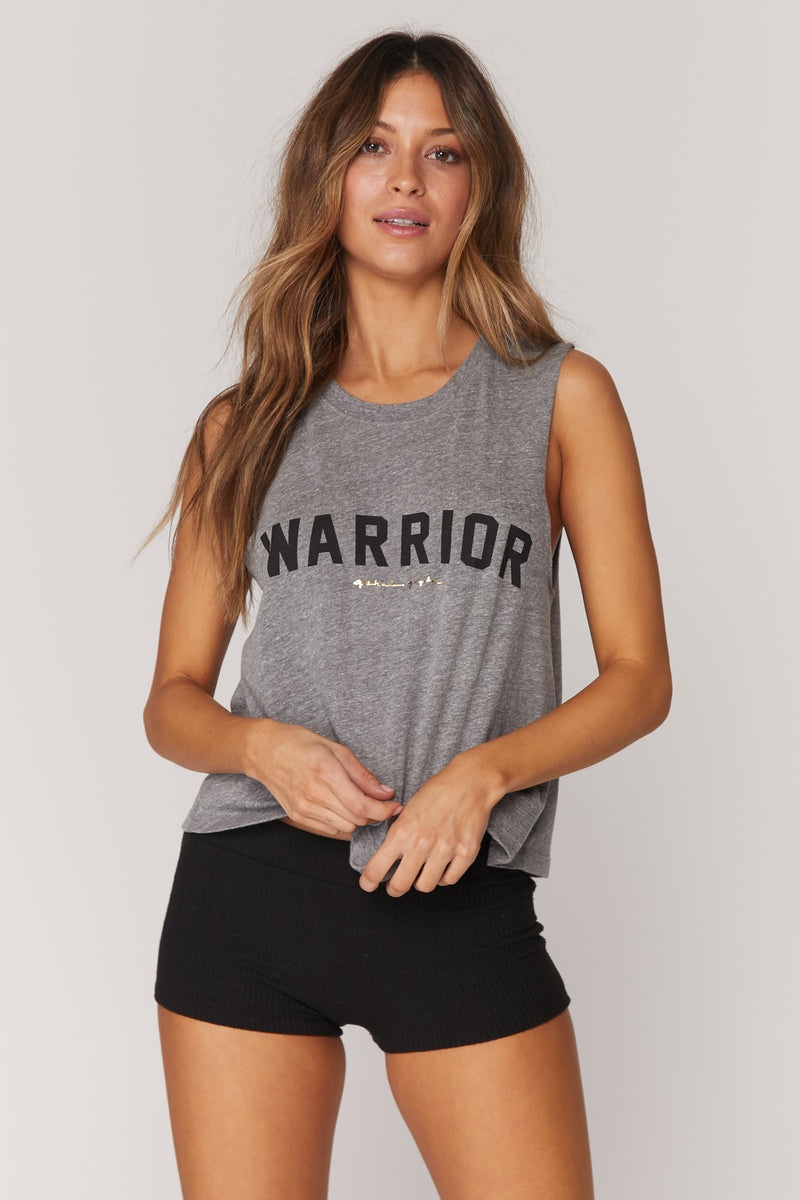 Grey Spiritual Gangster Warrior Crop Women's Tanks | 25346-PWVE