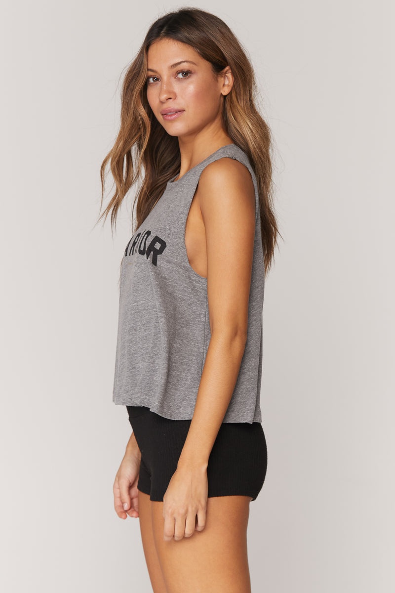 Grey Spiritual Gangster Warrior Crop Women's Tanks | 25346-PWVE