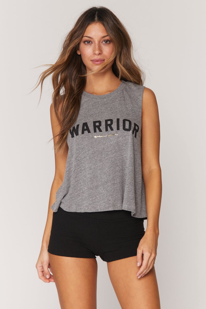 Grey Spiritual Gangster Warrior Crop Women's Tanks | 25346-PWVE