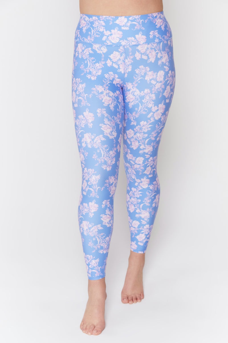 Jacaranda Print Spiritual Gangster Intent Eco Jersey High Waist Women's Bottoms | 08273-YMHX