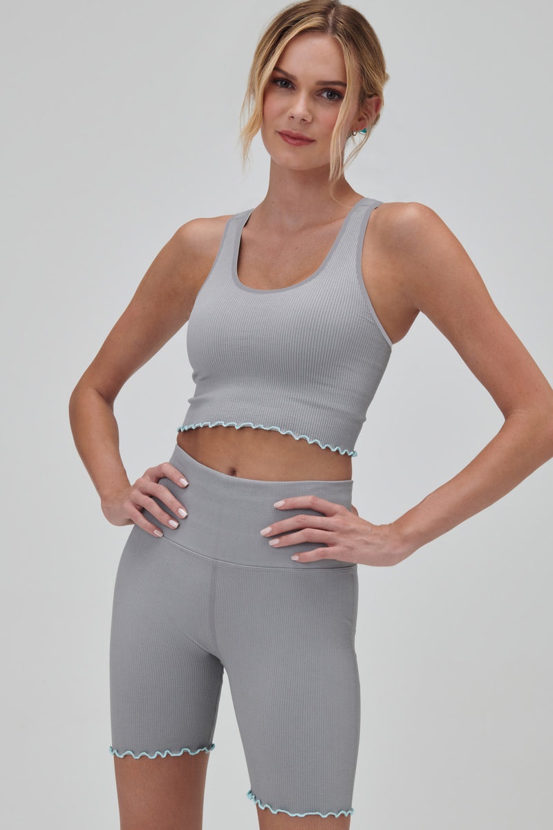 Khaki Grey Spiritual Gangster Amor Crop Women's Tanks | 63895-RUTF