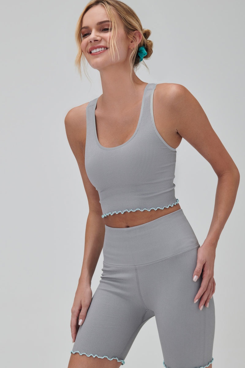 Khaki Grey Spiritual Gangster Amor Crop Women's Tanks | 63895-RUTF