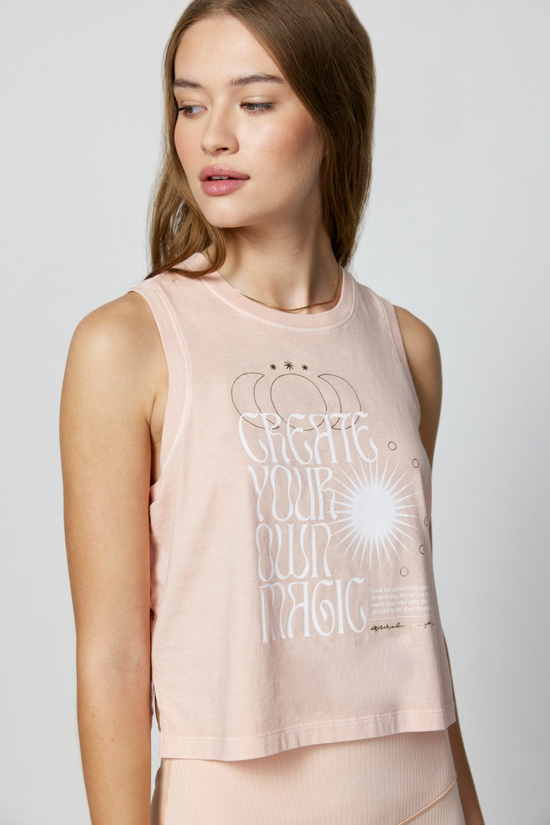 Pink Spiritual Gangster Create Magic Box Crop Women\'s Tanks | 65189-XWMH