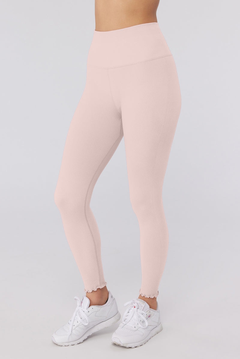 Pink Spiritual Gangster Love Sculpt 7/8 Seamless Ruffle Women's Leggings | 90654-PTZU