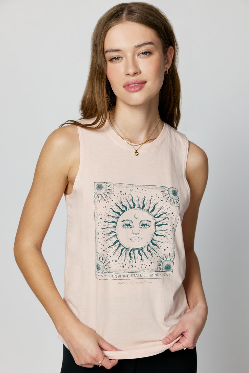 Pink Spiritual Gangster Sunshine State Of Mind Muscle Women's Tanks | 78239-RSDW