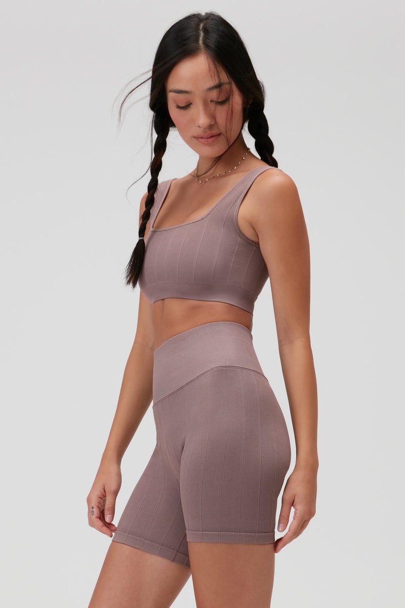 Purple Spiritual Gangster Amara Wide Rib Seamless Women's Tops | 61520-UQNI