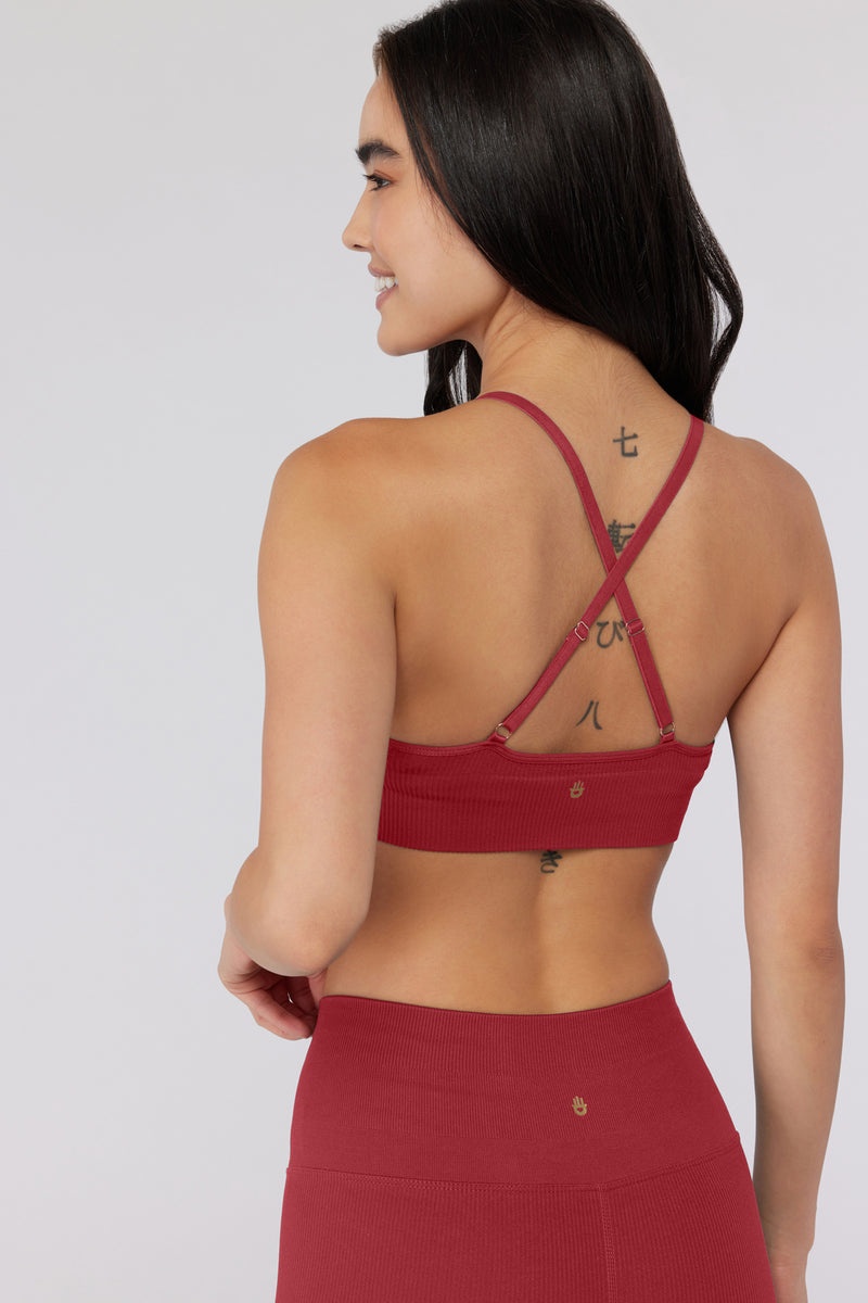 Ruby Spiritual Gangster Selene Seamless Triangle Rib Women's Tops | 31259-KADN