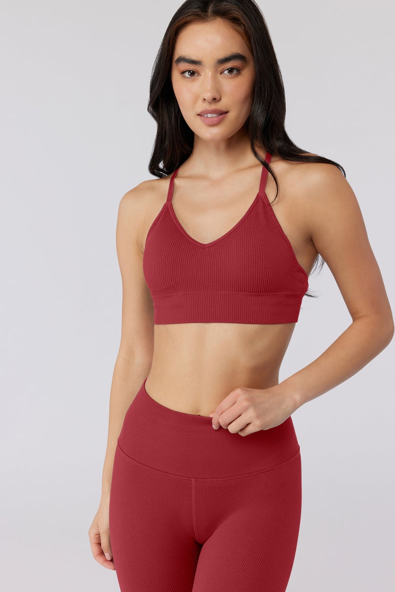 Ruby Spiritual Gangster Selene Seamless Triangle Rib Women's Tops | 31259-KADN