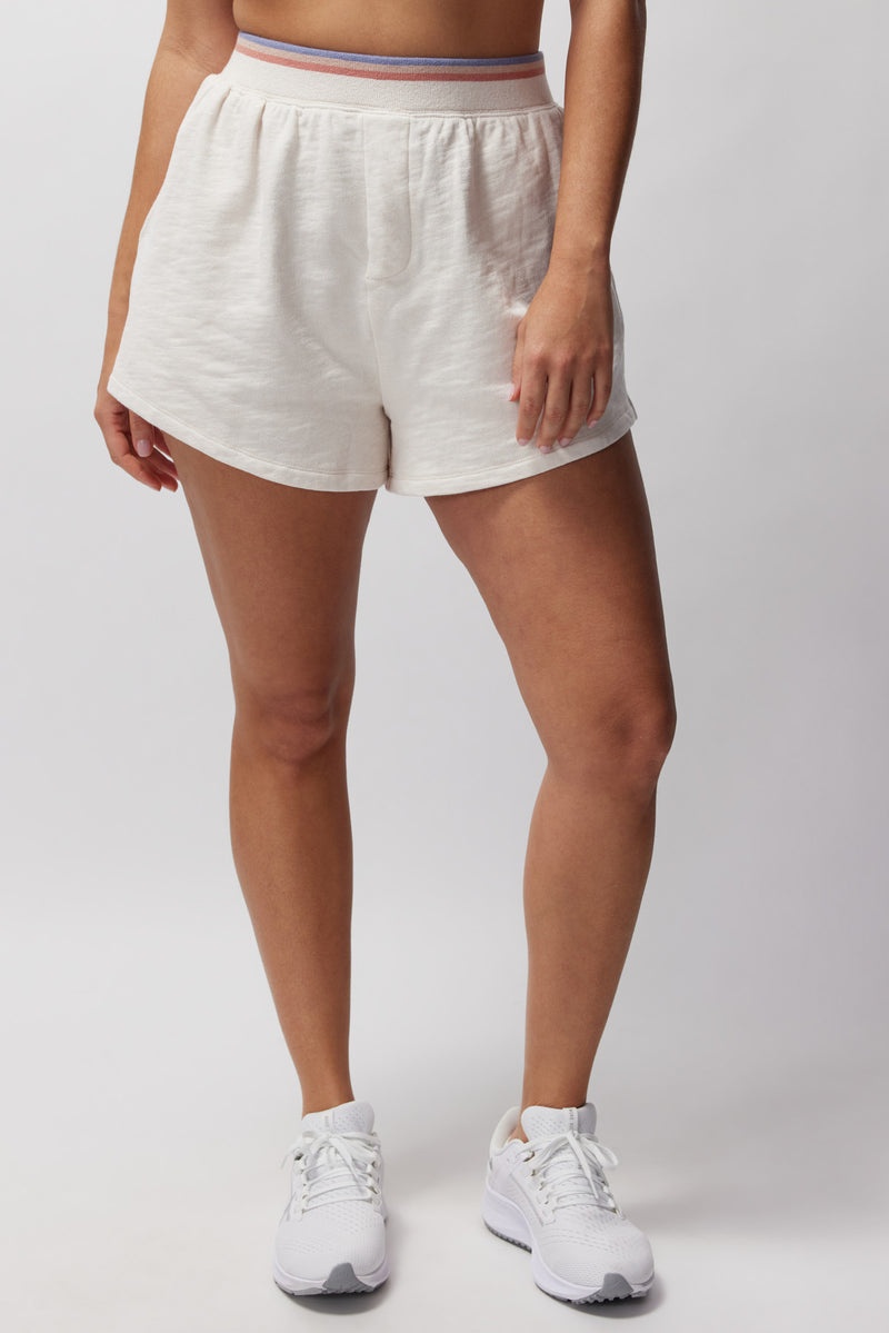 White Brown Spiritual Gangster Slub Terry Anja Sweat Women's Shorts | 31598-TNJK