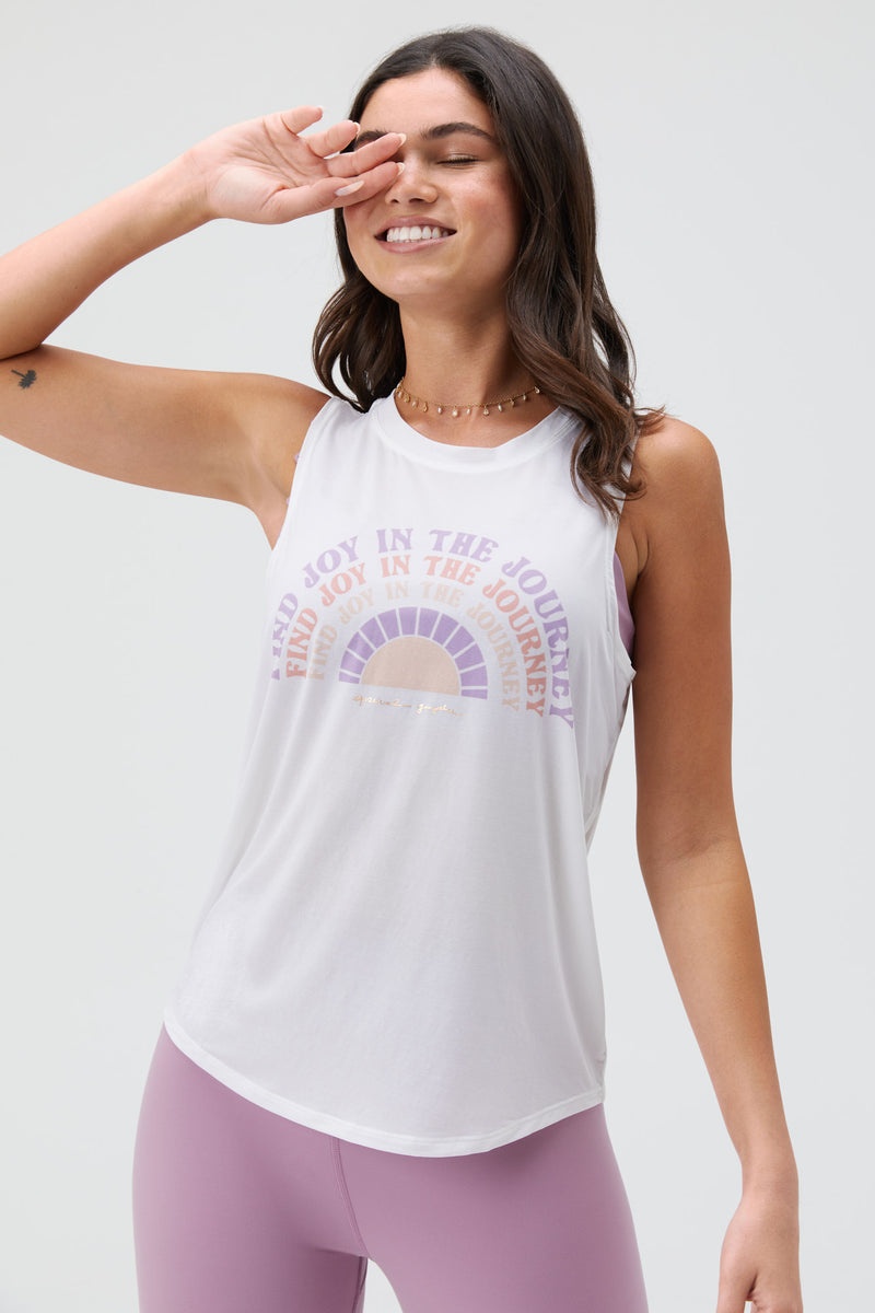 White Spiritual Gangster Journey Active Muscle Women's Tops | 96154-ALNW